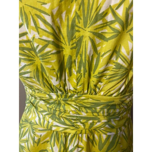 Boden Dress Green Cream 10 All Cotton A Line Washable Sleeveless Summer - Picture 5 of 7